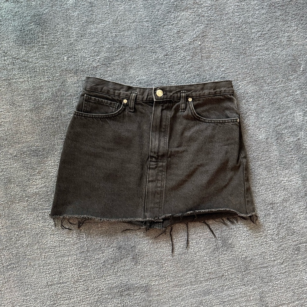 Mango Black Denim Mini Skirt